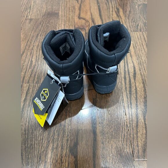 New Khombu Little Boys and Girls Neek2 Waterproof Leather Snow Boots Sz 5 Black - Picture 2 of 5